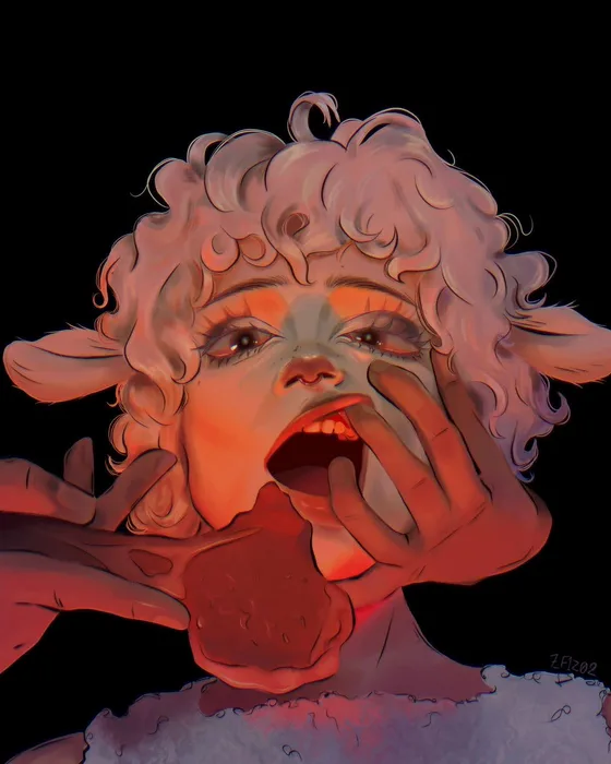 lamb eating mutton